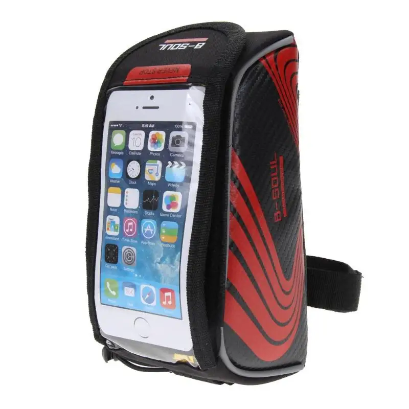 

Bicycle Bike Frame Front Tube Storage Bag Waterproof Cycling Mobile Phone Touch Holder Cycling outdoor Bag red black color