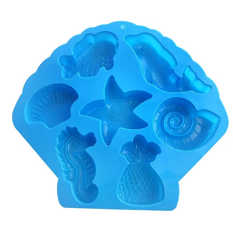 Silicone soap molds Aluminium bath bomb molds Epoxy resin molds Ocean Animal Dolphin/Conch/Starfish/Sea Shell/Seahorse/Mermaid Tail Soap Mold for Bath Bomb Jelly Mousse Candy Chocolate Mold
