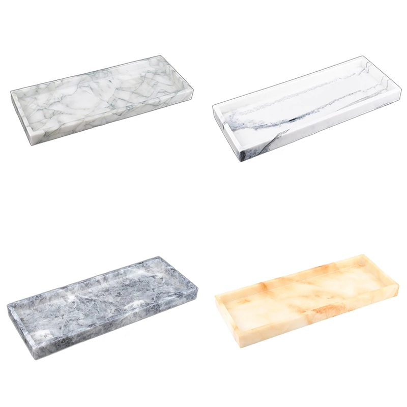 Marble Pattern Storage Tray Resin Jewelry Display Plate Creative Dessert Snack Cake Plate Restaurant Serving Tray