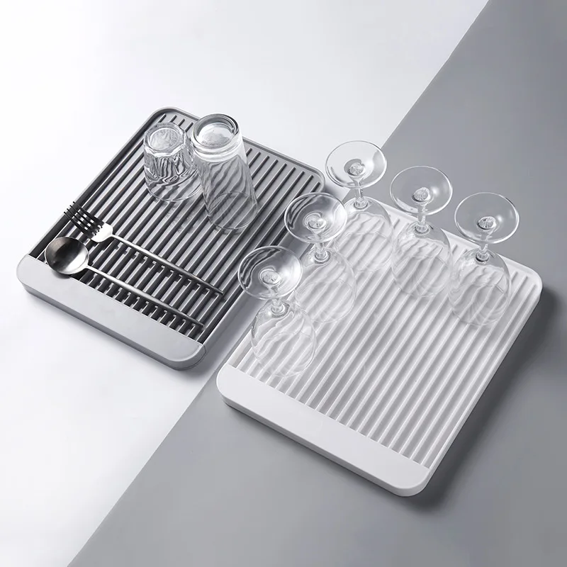 Non-slip Diatom Mud Cup Drain Tray Dish Rack Cup Drain Tray Versatile Household Tableware Plastic Fruit Storage Tray Holde