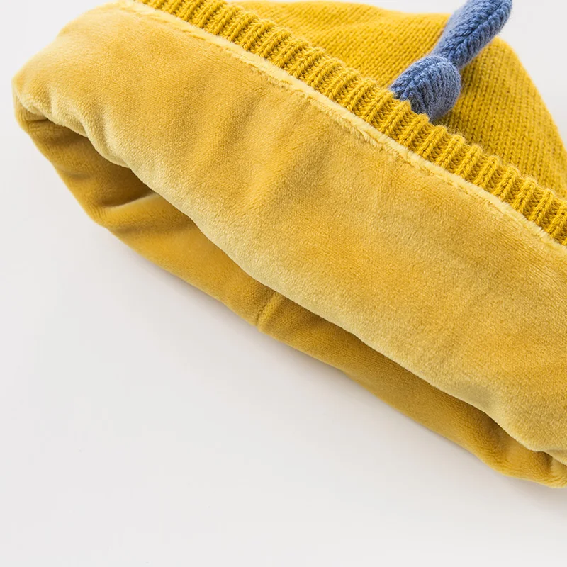 DBW11729 dave bella autumn winter baby boy navy/yellow jacquard cotton wool hat