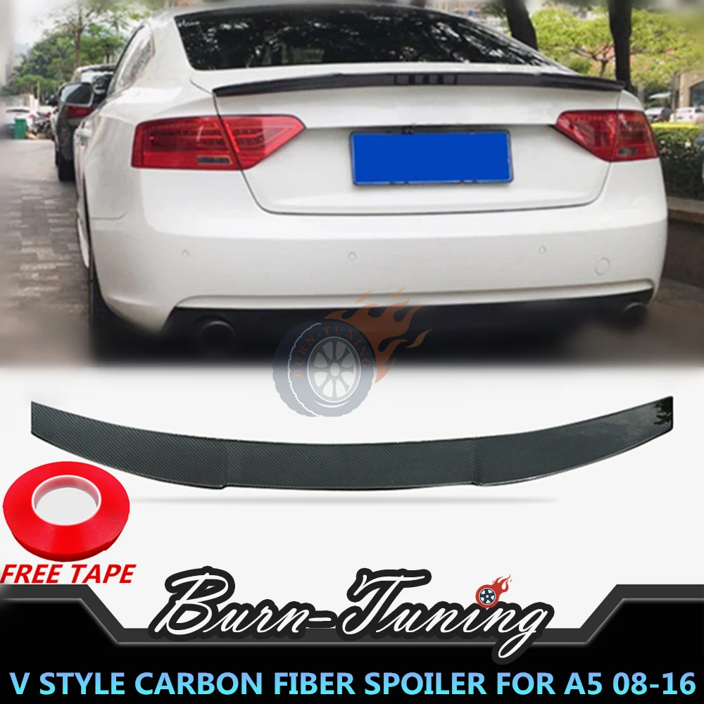 V стильный спойлер из углеродного волокна для A5 S5 2DR Coupe трансформер 4DR Sedan 2008- задний багажник V Look гоночный спойлер сплиттер