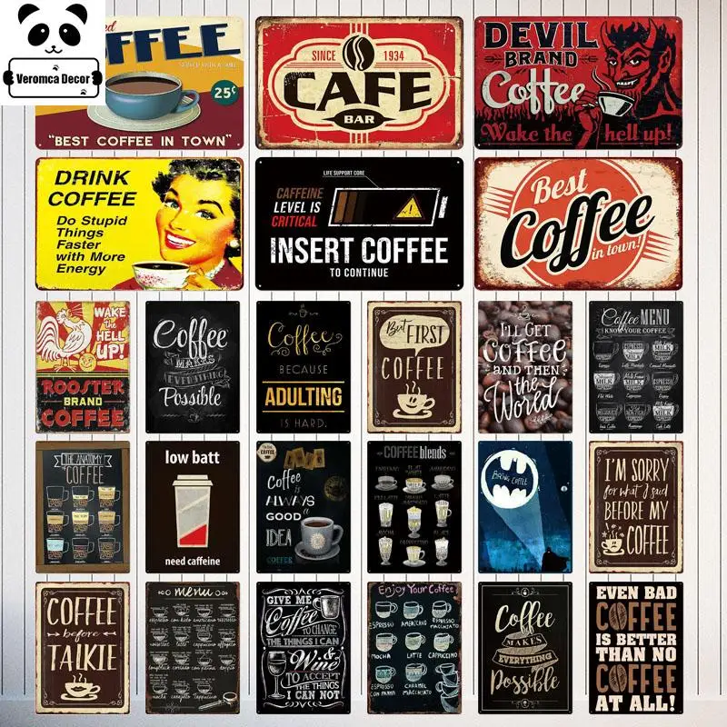 

Coffe Metal Sign Plaque Metal Vintage Pub Bar Decor Tin Sign Coffee Shop Plate Poster Home Decor Art Painting Wall Sticker