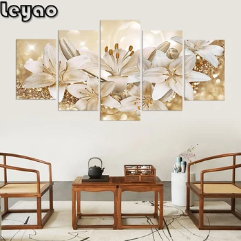 

Diamond Painting 5 Pieces Magnolia Flower Cross Stitch Rhinestones Diamond Embroidery Wall Art Needlework Handicrafts Home Decor