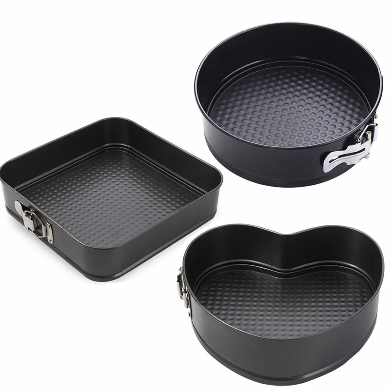 

Kitchen Tools 3 Piece High Quality Pan Cake Mold Baking Cake Tool with Detachable Bottom Center Square Cake Decoration Tool