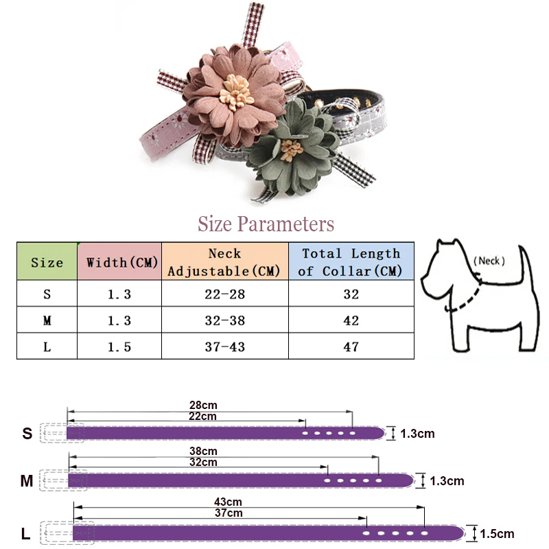 Регулируемый ошейник из искусственной кожи для собак, ошейник для кошек, Модный стильный ошейник с цветами для средних и мелких собак, ожерелье для кошек, 2 цвета