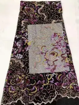 

Beautiful sequined lace French mesh lace sequins African lace fabric Nigeria lace party evening dress DIY clothing fabric 5 yard