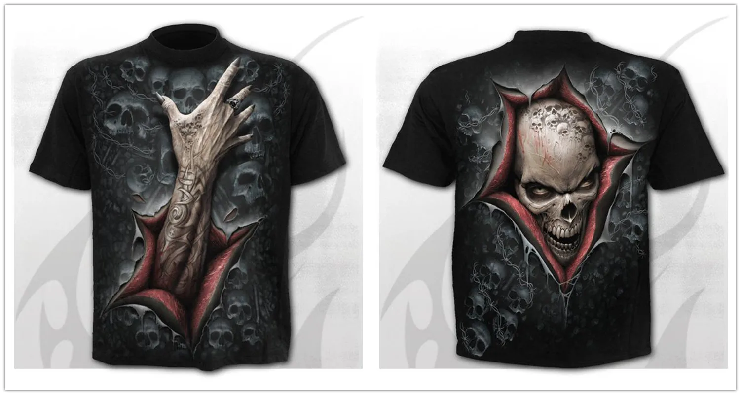 Mens 3D Skull T-Shirt - Punk Summer Streetwear Top O-neck Sizes XXS-5XL