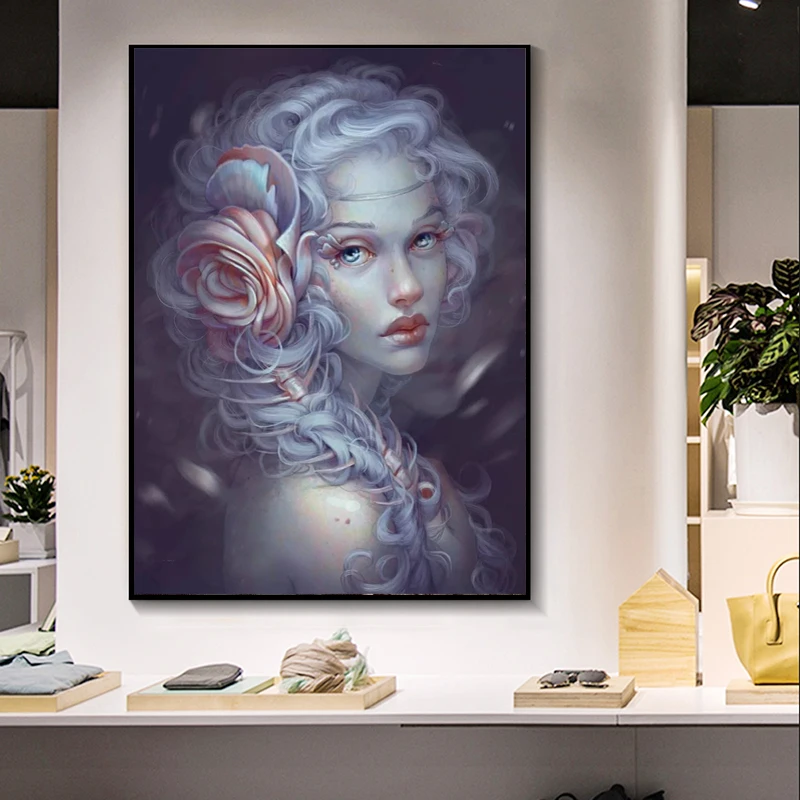

5D DIY Diamond Painting cartoon A beautiful fairy girl Flower petals for eyelashes Full Square round Embroidery Sale FS19