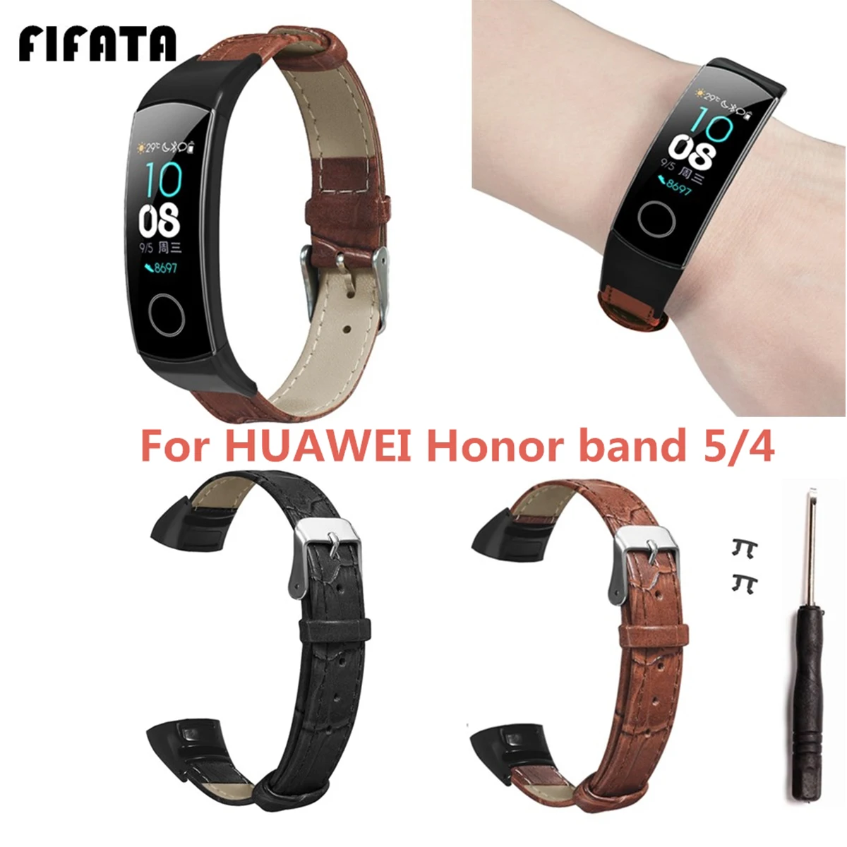 FIFATA Bamboo Grain Leather Watch Strap For Huawei Honor 5/Honor 4 Smart Sports Wristband Accessories | Электроника