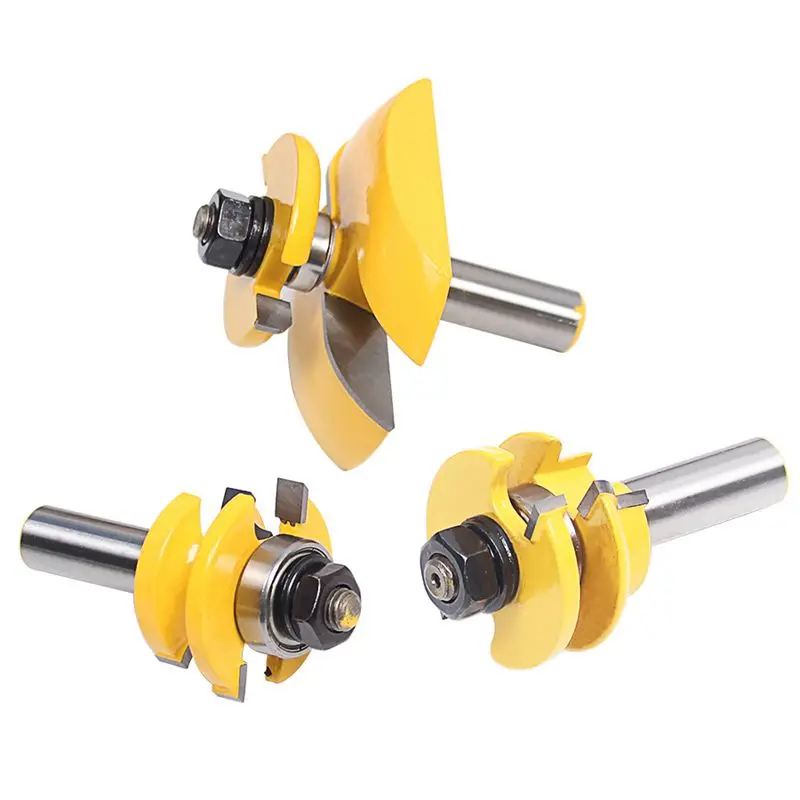

Hot Sale 3Pcs 1/2inch Shank Rail & Blade Cutter Panel Cabinet Router Bits Set Milling cutter Power Tools Door knife Wood Cutter