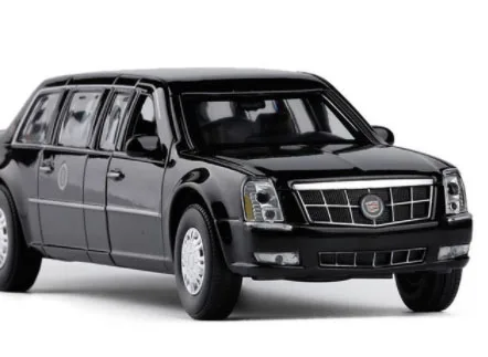 1/32 Cadillac DTS Presidential литая под давлением машина из сплава, армейская модель, один металлический автомобиль Cadillac, автомобиль со звуком, светильник, игрушки, новая коробка - Цвет: Черный