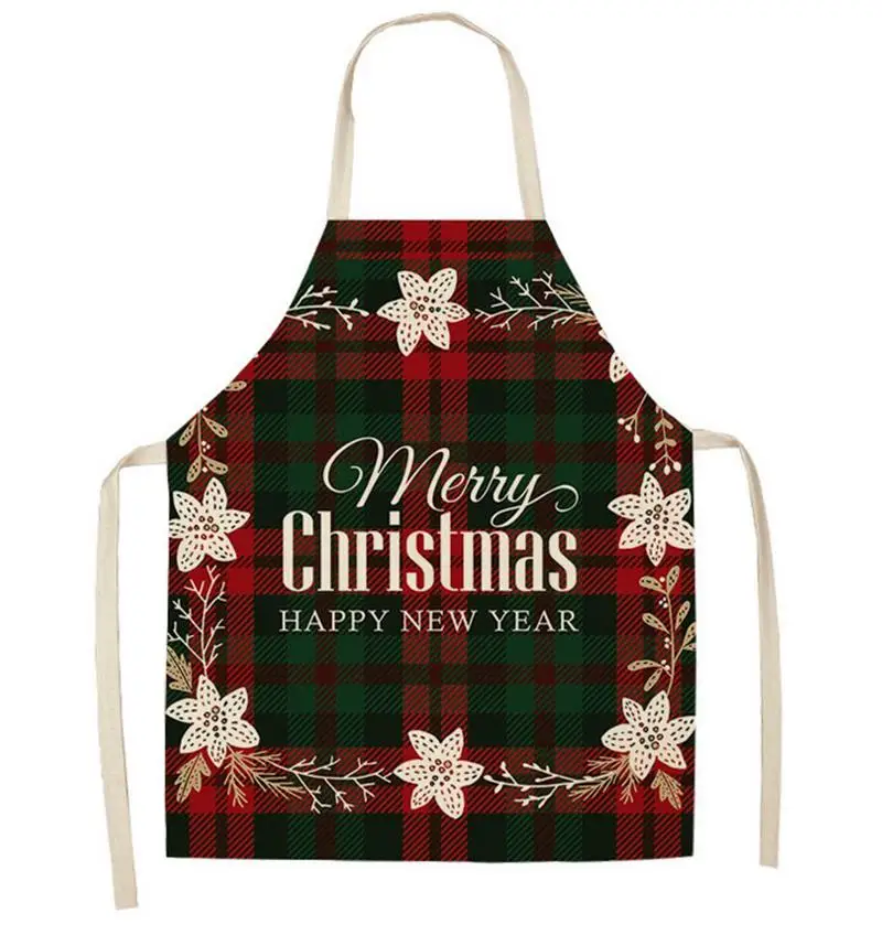 Christmas Hot Cotton Linen Apron Kitchen Christmas Creative Decoration New Year Gifts For Men&Women Kitchen Household Items 2021
