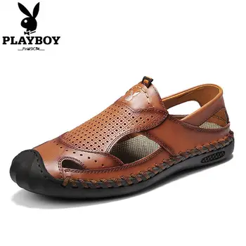 

2020 new playboy summer sandals men's leather casual Baotou sandals soft and comfortable non-slip high-quality shoes