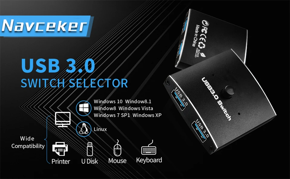 2023 USB 3.0 Switch 2 PC USB Switch Selector USB Bi-directional Switcher Box USB