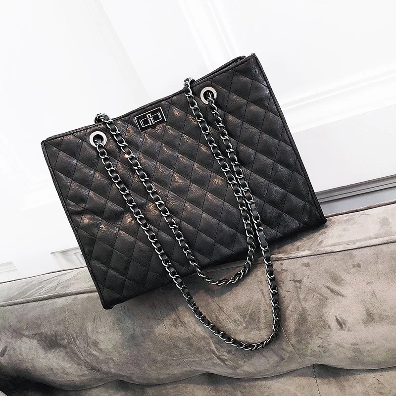 

Bag Women's 2019 New Style Fashion Simple Glorious Handbag Korean-style Versatile Shoulder Bag Large Capacity Rhombus Chain Bag