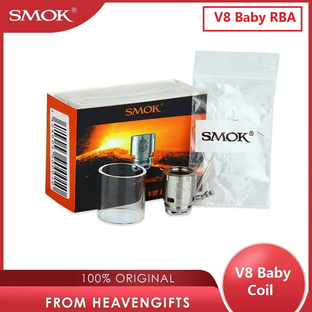 100% оригинальная катушка SMOK V8 Baby RBA головка со стеклянной трубкой Pyrex для