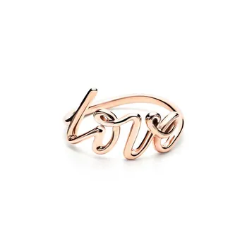 

TTFF New High Quality 100% S925 Sterling Silver Rose Gold Love Word Ring For Ladies Fashion High-end Jewelry Free Shipping