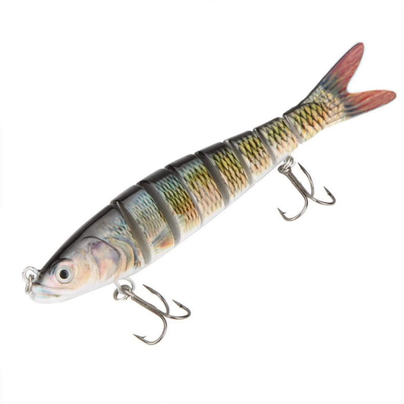

140mm 27g 5.5inch 8-segment Multi Jointed Fishing Life-like Hard Lure Swimbait Bait 2 Treble Hooks