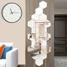 15 Pçs/set Acrílico decorativo espelho fundo da parede de casa auto-adesivo decorativo costura hexagonal montagem espelho