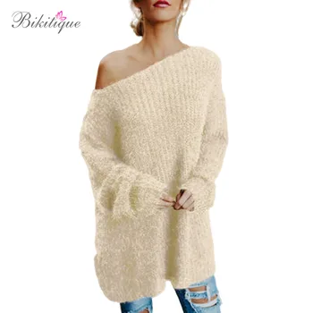 

New Loose Casual Women Long Sweater Knitwear Fluffy Woolen Winter Women Warm Sweater Oversize Pullover