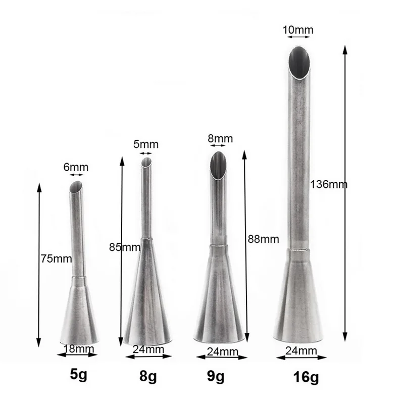 Size chart of Eclair Puff Nozzle Set 