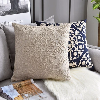 

New Arrival Nordic Fashion Cotton Rope Embroidery Pastoral Floral Pillow Cover Sofa Cushion Car Decoration High Quality 1pc
