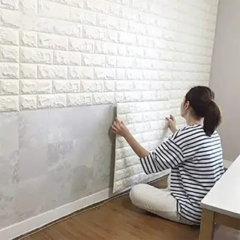 

Wall Stickers Wall Stickers Home-Decor-Products 3D Wall stickers White Self-Adhesive Panel Decal PE Brick Wallpaper