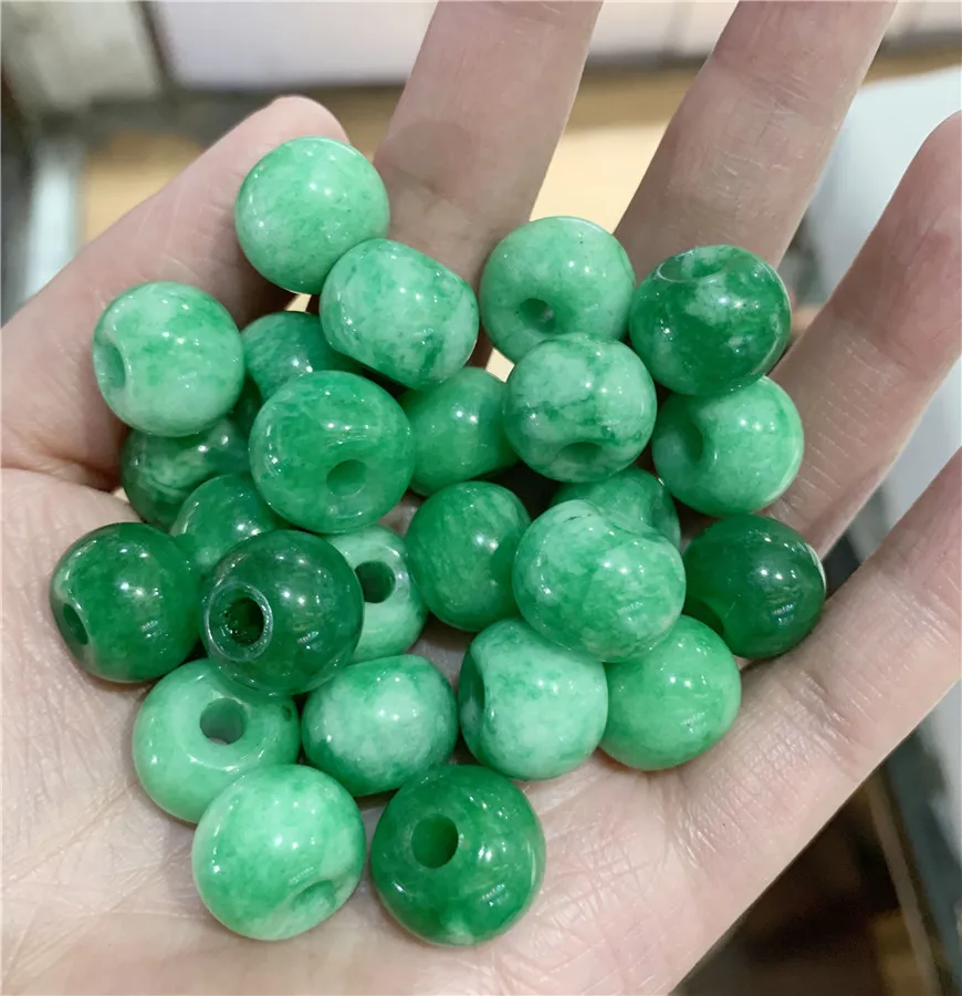 

5PC Green Jade 15mm Luck Round Bead Fashion Accessories DIY Bangle Charm Jewellery Hand-Carved Amulet Gifts