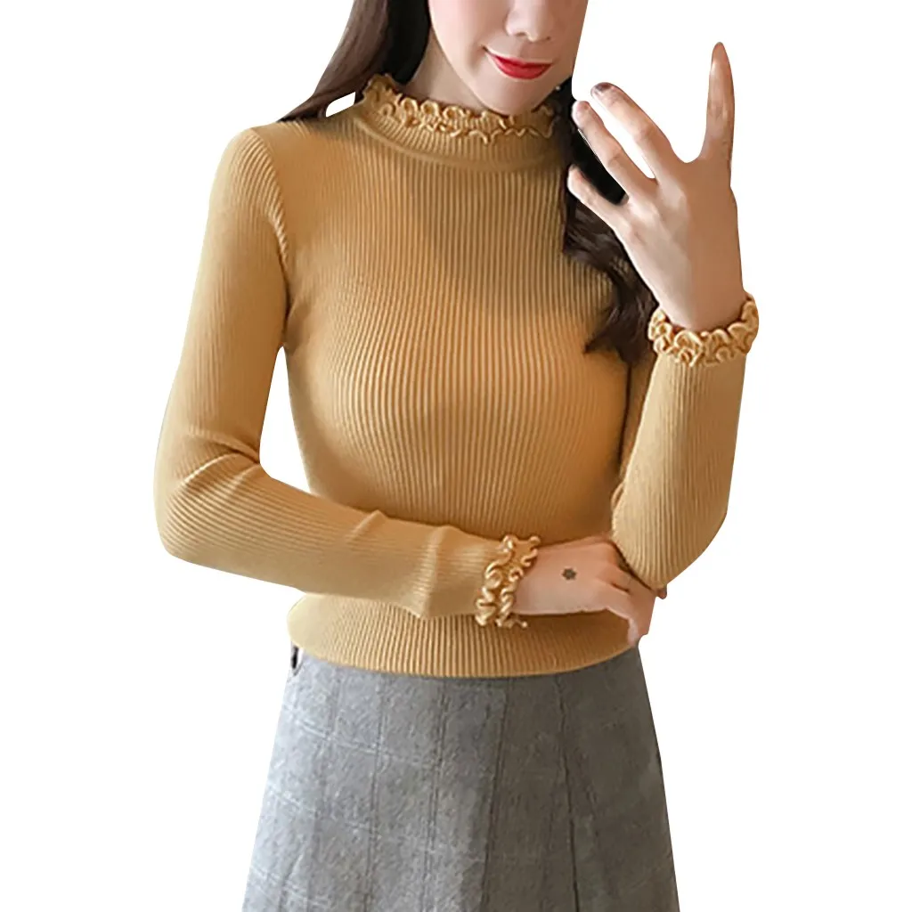 Jersey Largo De Cuello Alto Para Mujer, Color Negro, Con Cuello Alto, Manga Larga, Irregular, Suéter Para Mujer, Informal, A La Moda, De Punto Sólido, Media Mujer, Cárdigan De Punto Para Mujer