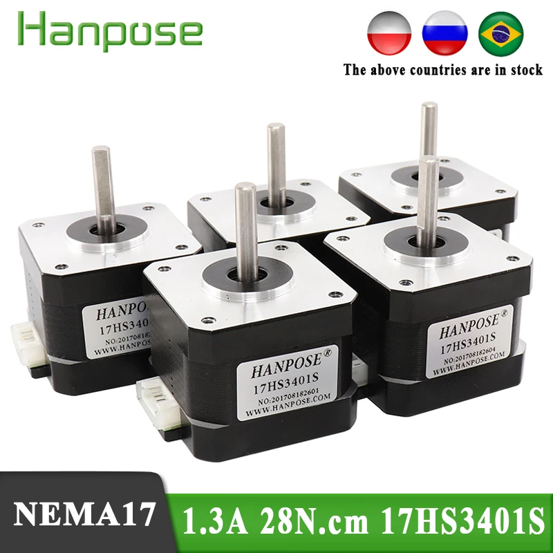 

5pcs 42 Series motor 1.3A 28N.cm Nema17 Stepper Motor 17HS3401S Motor 1m Cable for 3D Printer CNC XYZ 42 stepper Motor