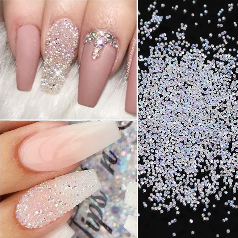 

1 Box Mini Beads Nail Glitter Rhinestone Sharp Bottom Mixed Size DIY Crystal Rhinestones For Nail Tips 3D Nail Art Decoration
