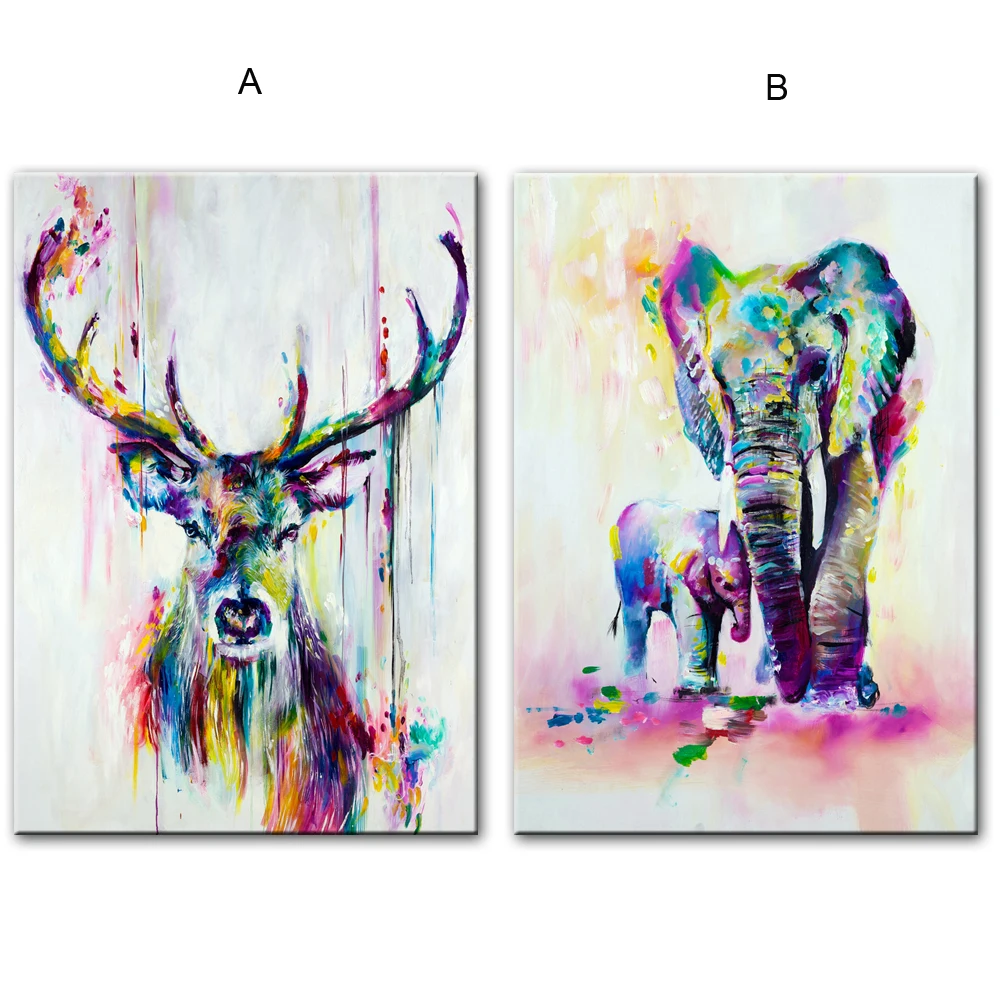 

Abstract Modern Canvas Painting Pictures Elephant and Deer Abstract Graffiti Art Prints Pop Art Wall Posters Home Decoration
