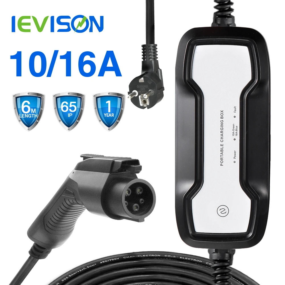 EVSE тип 1 портативная зарядная коробка для электромобиля кабель переключаемый 10/16