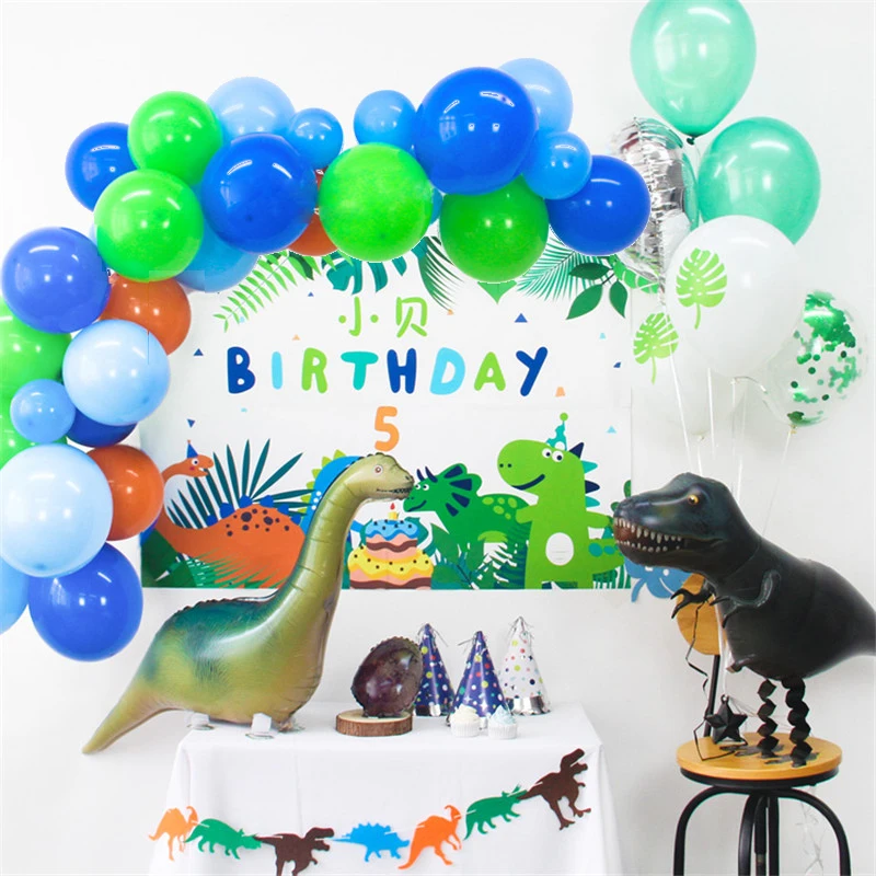 Dinosaur Party Balloons Jungle Decoration Baby Shower Boy Girl 1st Birthday Decorations Kids Forest Party Hat Banner Supplies01