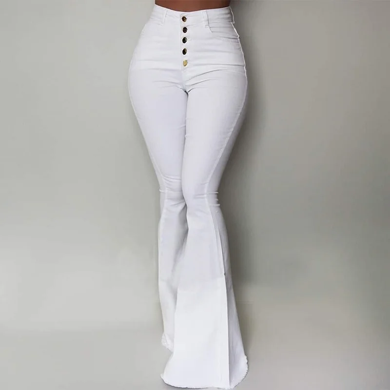 Женские Брюки стандартные расклешенные брюки на пуговицах с высокой талией Элегантные Осенние рабочие брюки
