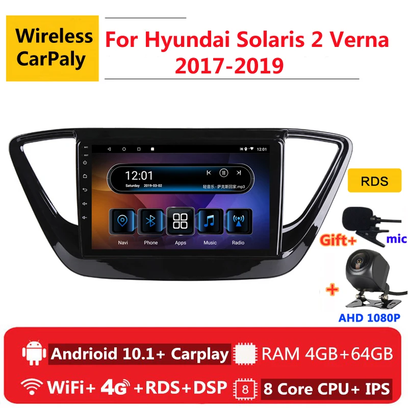 

2 din 8 core android 10 car radio auto stereo for Hyundai Solaris 2 Verna 2017 2018 2019 navigation GPS DVD Multimedia Player