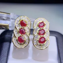 Настоящее рубиновые серьги-гвоздики натуральный рубин 925 серебро 0.35ct* шт. 8 шт. драгоценный камень для мужчин или женщин# J18122402