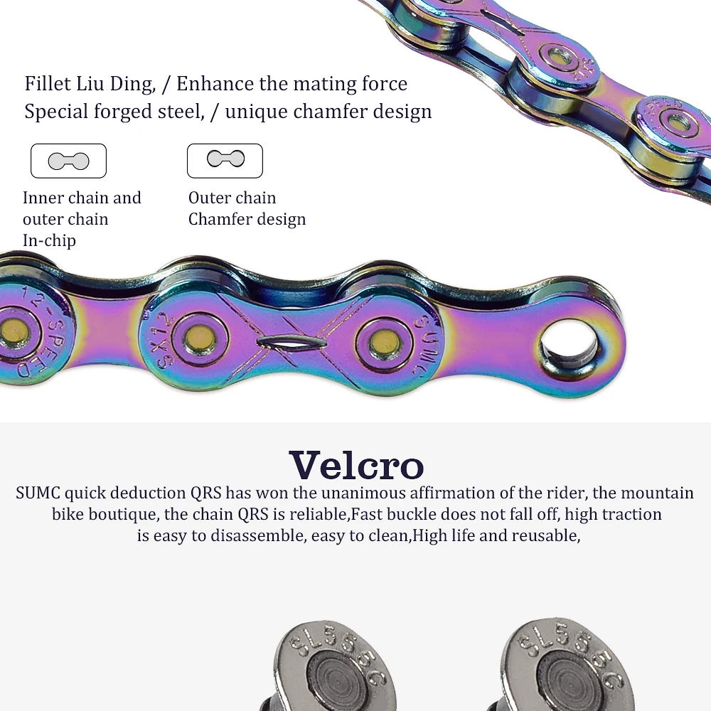 SUMC Bicycle Chain Rainbow Mountain Bike Road Bike Shifting Chain 10 11 12speed For M8000 M6000 M9100 M610 With Missinglink