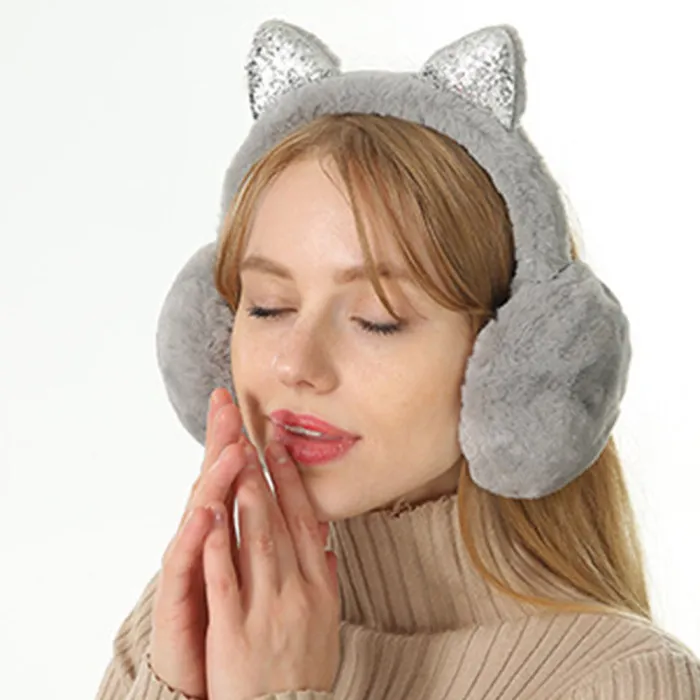 Женские наушники Мультяшные кошачьи уши ветрозащитные уши теплые регулируемые наушники-OPK
