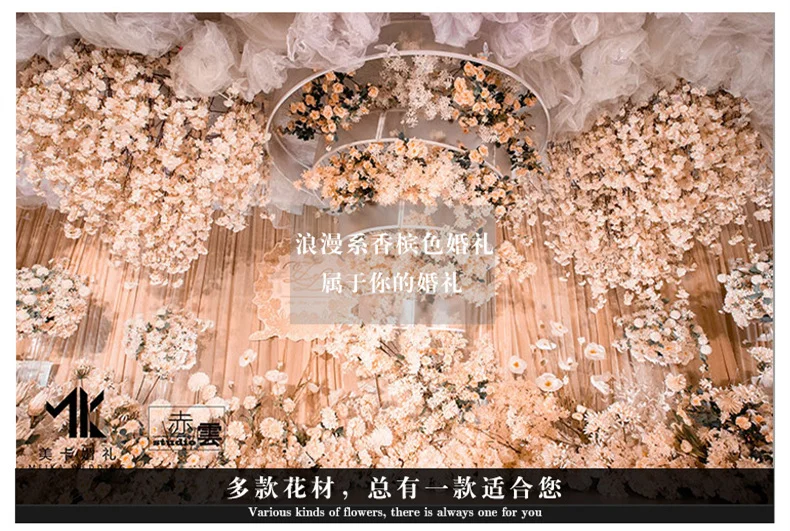 New Fake Plant Champagne Wedding Artificial Flower Peony Fog Roses Wedding Christmas Decoration Flowers Simulation Flower QW202 (2)