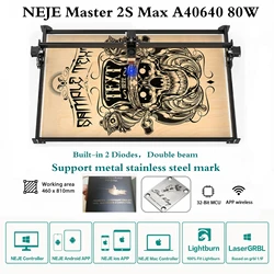 NEJE – graveur Laser CNC Master 2S Max 80W A40640, graveur de découpe pour marque de métal en acier inoxydable, avec application de contrôle Lightburn 