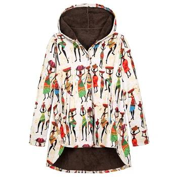 

2019 Fashion Woman Coat Winter Button Plush Jacket Irregular Popular Logo Thickened Compound Medium Length Coat S-5XL HX1114