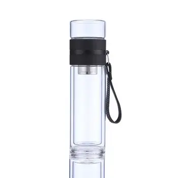 

Transparent Glass Tea Cup Portable Water Tea Bottle with Separate Cup PI669