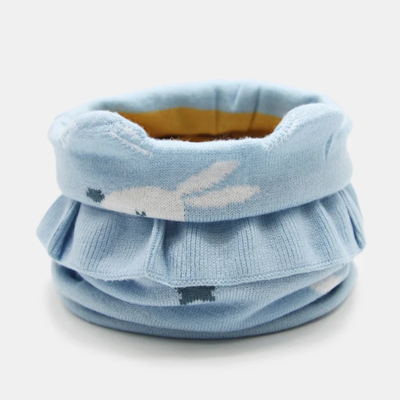 Light Blue Детский бархатный шарф; теплые детские нагрудники; сезон осень-зима; шарфы с рисунком кролика для мальчиков и девочек; детский шейный платок с круглым вырезом - Цвет: Light Blue