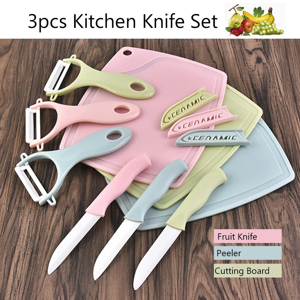 

Portable Ceramics Fruit Knife Set for Office Camping Travel Fruit Knife Peeler Paring Knife Cutting Board Chopping Board