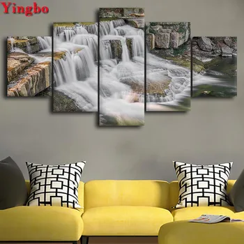 

Waterfall Landscape Diamond Embroidery 100% round drill 3d Picture Of Rhinestones Mosaic diamond painting Full Square New 5 Pcs