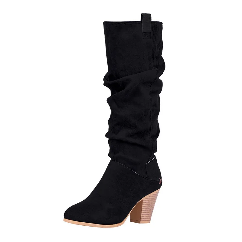 Puimentiua/женские облегающие высокие сапоги; модные замшевые женские ботфорты на высоком каблуке со шнуровкой; обувь больших размеров;