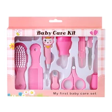 10 шт., детский набор для ухода за новорожденными, щетка для волос, термометр, детский набор для ухода за волосами, розовый