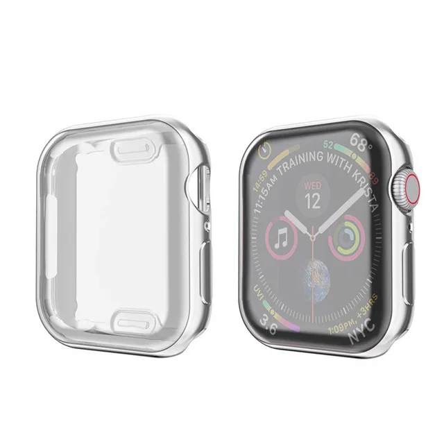 Задняя крышка из ТПУ чехол для часов для Apple Watch, версии 4/3/2/1 probefit 360 градусов мягкий прозрачный чехол Экран протектор для наручных часов iWatch, 38/42 мм 40/44 мм - Цвет ремешка: silver